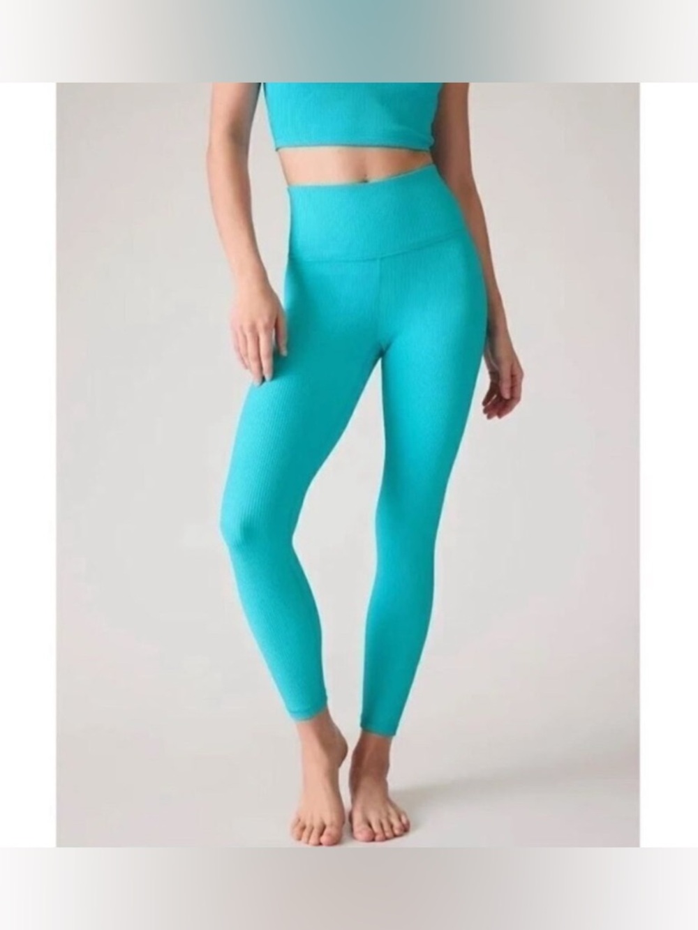 Athleta elation rib leggings tights teal blue